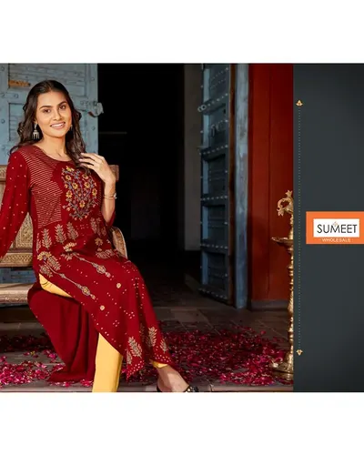 Embroidered Kurti Set, wholesale ladies wear at Sumeet Wholesale Raipur