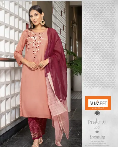 Embroidered Suit with Dupatta, wholesale ladies wear at Sumeet Wholesale Raipur
