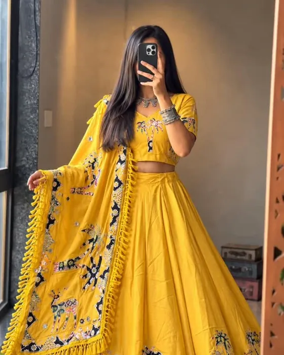Yellow embroidered lehenga